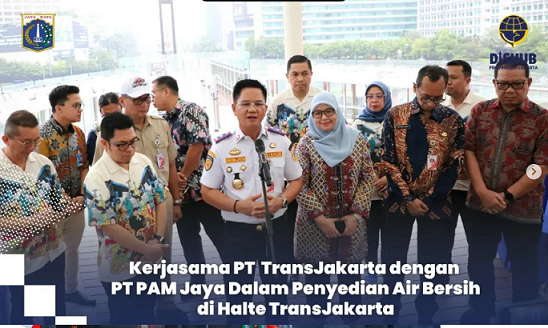 Penandatanganan kerjasama ini untuk memberikan penyediaan air bersih yang cukup di semua halte Transjakarta